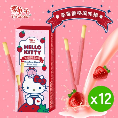 【翠菓子】HELLO KITTY草莓優格風味棒x12盒｜翠果子(18g/盒)